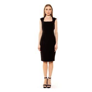 Alexia Admor Womens Adrianna Cape Sleeve Sheath Dress‎ Black NWT sz Medium